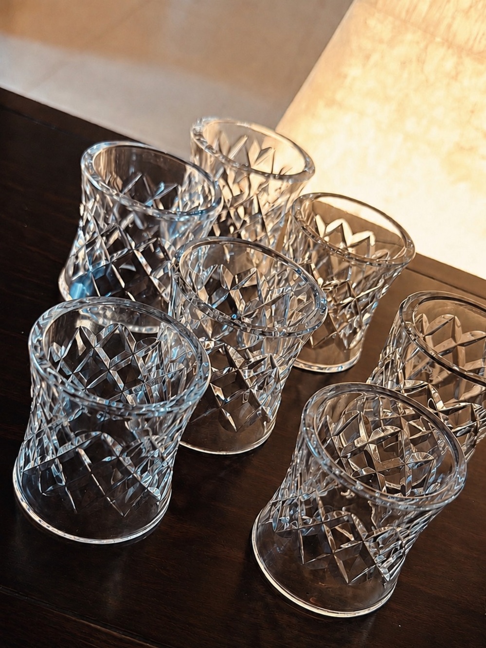 Waterford Crystal Clear Cut Glass Napkin Rings - Set of 6